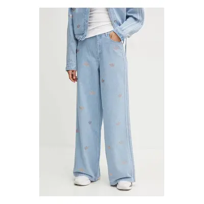 Džíny adidas Originals Femme Galore Denim Rhinestone Pants dámské, high waist, JN3020