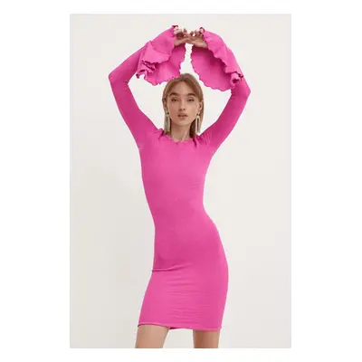 Šaty Rotate CRINKLE MINI DRESS růžová barva, mini, 113162504