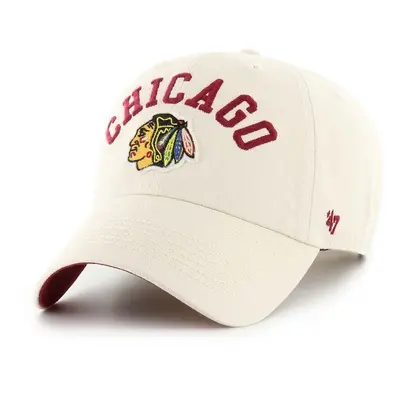 Bavlněná baseballová čepice 47 brand NHL Chicago Blackhawks béžová barva, s aplikací, H-CLBFB04G