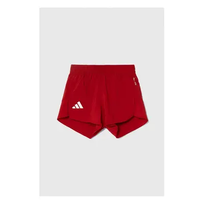 Dětské kraťasy adidas červená barva, s potiskem, nastavitelný pas