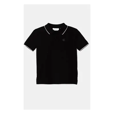 Dětské polo tričko Calvin Klein Jeans černá barva, IB0IB02230