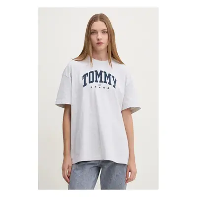 Bavlněné tričko Tommy Jeans šedá barva, DW0DW18403