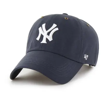 Bavlněná baseballová čepice 47 brand MLB New York Yankees tmavomodrá barva, s aplikací, B-PTLSD1