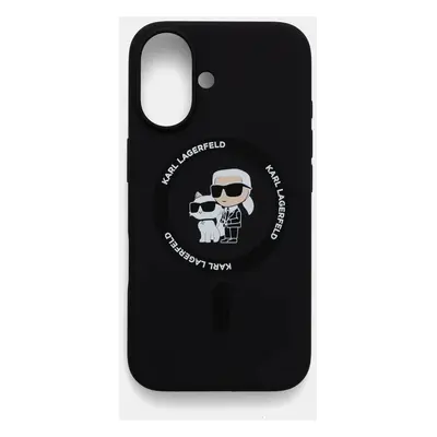 Obal na telefon Karl Lagerfeld iPhone 16 6.1 černá barva, KLHMP16SSCMKCRHK