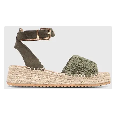 Espadrilky Answear Lab zelená barva, na platformě