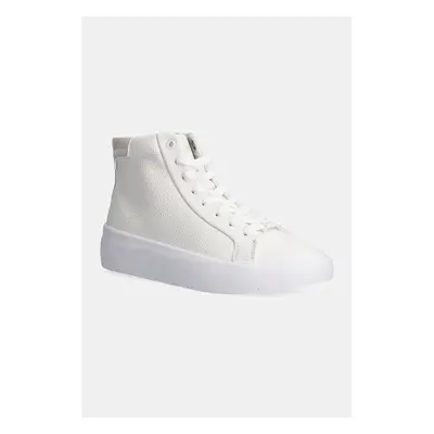 Kožené sneakers boty Calvin Klein VULC HIGH TOP LTH bílá barva, HW0HW02213