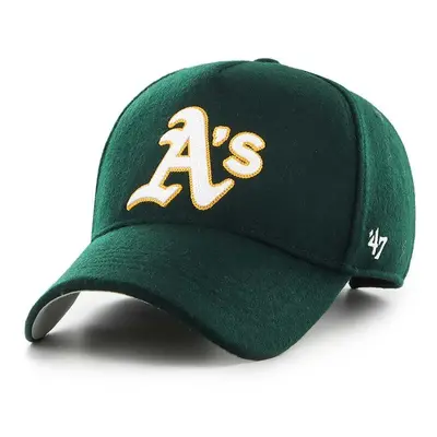 Čepice s vlněnou směsí 47 brand MLB Oakland Athletics zelená barva, s aplikací, B-CHSMD18WIS-DG