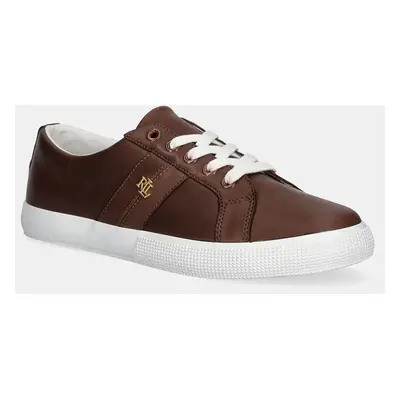 Kožené sneakers boty Lauren Ralph Lauren Janson II hnědá barva, 802775372007