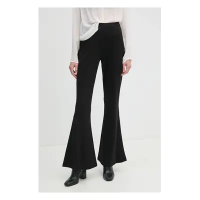 Kalhoty DIANE VON FURSTENBERG dámské, černá barva, zvony, high waist, DVFPL3S006