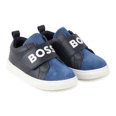 Kojenecké kožené sneakers boty BOSS tmavomodrá barva, J51342