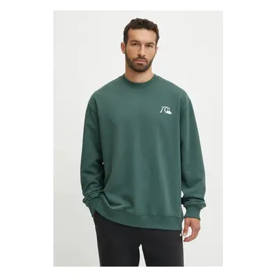 Mikina Quiksilver Dna Bubble Logo Crew pánská, zelená barva, s potiskem, AQYFT03375