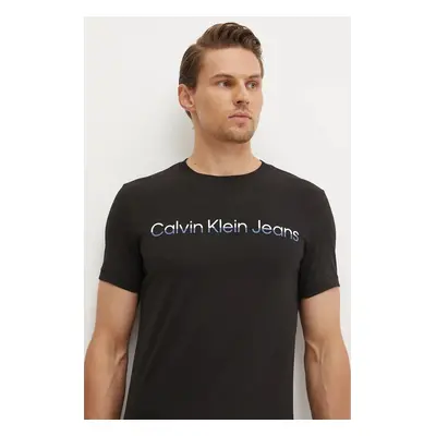 Bavlněné tričko Calvin Klein Jeans černá barva, s potiskem, J30J325676