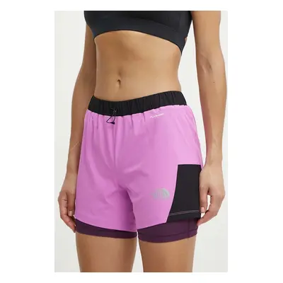 Sportovní šortky The North Face dámské, fialová barva, vzorované, high waist, NF0A7SXRUHO1