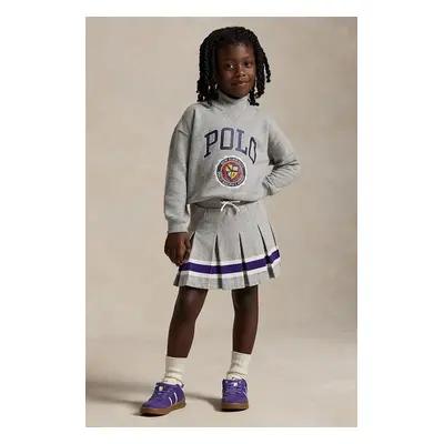 Dětská bavlněná sukně Polo Ralph Lauren šedá barva, mini, 312950967001