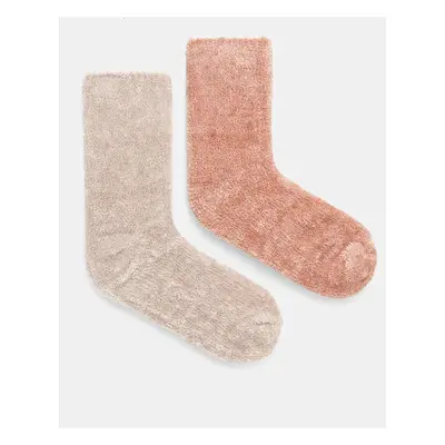 Ponožky Juicy Couture FELICIA COSY SOCK 2 PACK 2-pack dámské, béžová barva, JCAXS224715