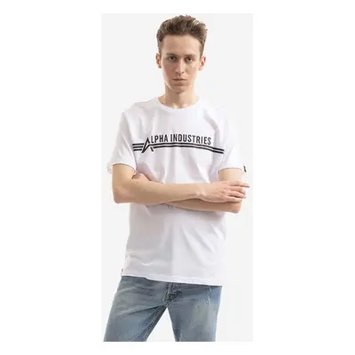 Bavlněné tričko Alpha Industries T 126505 92 bílá barva, s potiskem, 126505.92-white