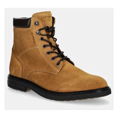 Semišové kotníkové boty Tommy Hilfiger HILFIGER OUTDOOR SUEDE BOOT hnědá barva, FM0FM05193