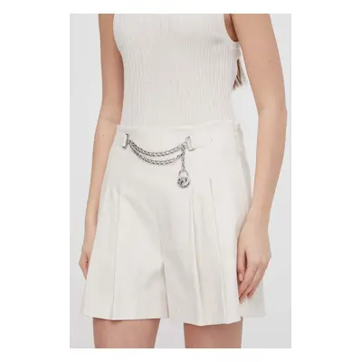 Kraťasy Lauren Ralph Lauren dámské, béžová barva, hladké, high waist, 200932961