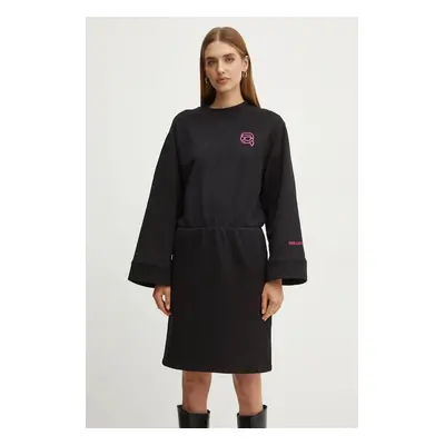 Bavlněné šaty Karl Lagerfeld černá barva, mini, oversize, 246W1311