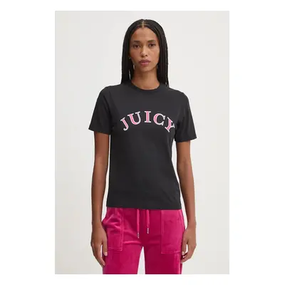 Bavlněné tričko Juicy Couture GIRLFRIEND TEE černá barva, JCSCT224414