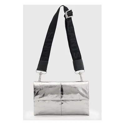 Kožená kabelka AllSaints EZRA QUILT CROSSBODY stříbrná barva, W308XB