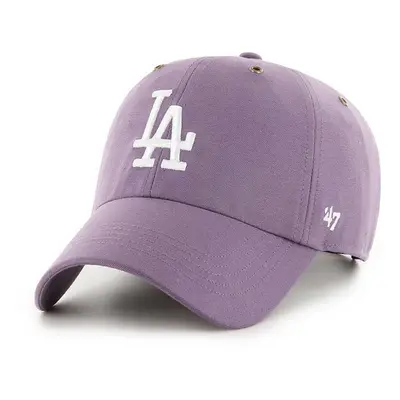 Bavlněná baseballová čepice 47 brand MLB Los Angeles Dodgers fialová barva, s aplikací, B-PTLSD1