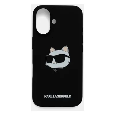 Obal na telefon Karl Lagerfeld iPhone 16 6.1 černá barva, KLHMP16SSCHPPLK