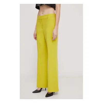 Kalhoty Dkny dámské, žlutá barva, široké, high waist, UK3PX024