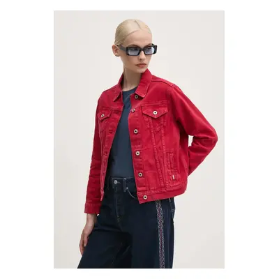 Džínová bunda Pepe Jeans REGULAR JACKET dámská, červená barva, přechodná, PL402432YH3