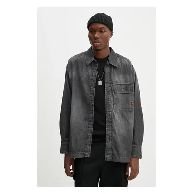 Džínová košile G-Star Raw pánská, šedá barva, relaxed, s klasickým límcem, D25517-D540