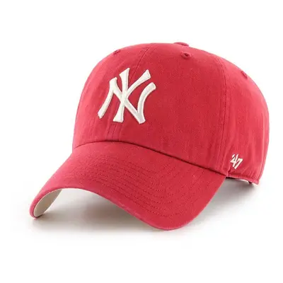 Bavlněná baseballová čepice 47 brand MLB New York Yankees červená barva, s aplikací, BCWS-DBLUN1