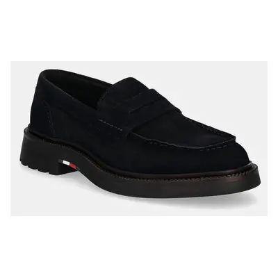 Semišové mokasíny Tommy Hilfiger HILFIGER COMFORT LWT SDE LOAFER pánské, tmavomodrá barva, FM0FM