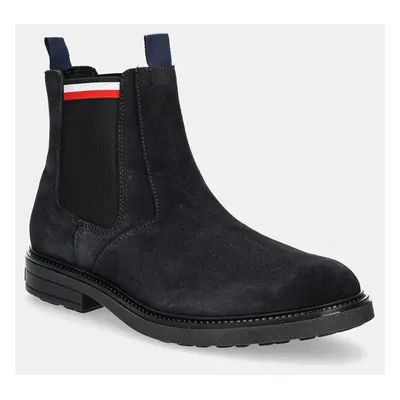 Semišové kotníkové boty Tommy Hilfiger HILIFGER OUTDOOR SUEDE CHELSEA pánské, tmavomodrá barva, 