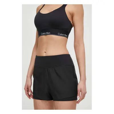 Tréninkové šortky Calvin Klein Performance černá barva, hladké, high waist