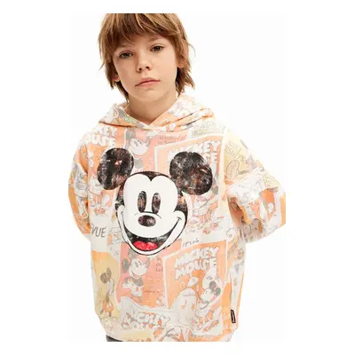 Dětská bavlněná mikina Desigual MICKEY MOUSE oranžová barva, s kapucí, vzorovaná, 24WBSK10