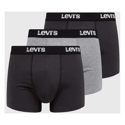 Boxerky Levi's 3-pack pánské, šedá barva