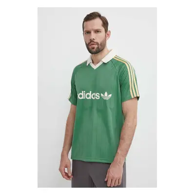 Polo tričko adidas Originals zelená barva, IR9381