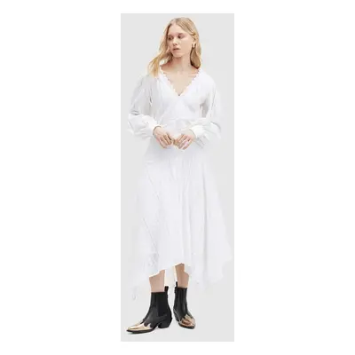 Bavlněné šaty AllSaints AVIANA BRODERIE DRES bílá barva, maxi, WD579Z