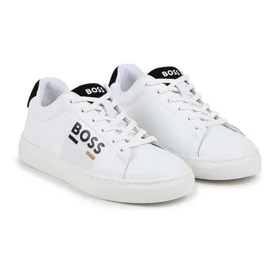 Dětské kožené sneakers boty BOSS bílá barva, J51310