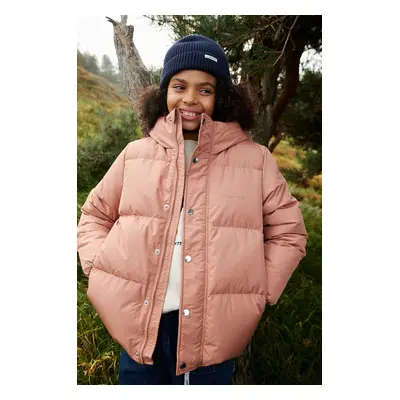 Dětská péřová bunda Liewood Palle Puffer Down Jacket oranžová barva, LW14315