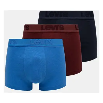 Boxerky Levi's 3-pack pánské, modrá barva, 37149-1040