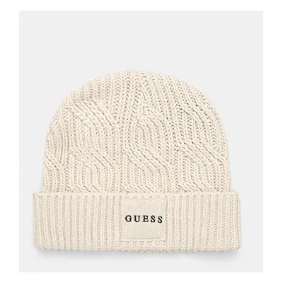 Čepice z vlněné směsi Guess CABLE BEANIE béžová barva, z husté pleteniny, M4BZ10.Z3HD1