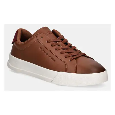 Kožené sneakers boty Tommy Hilfiger TH COURT SEASONAL WINTER 4A hnědá barva, FM0FM05207