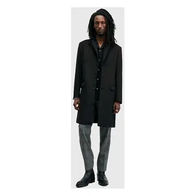 Kabát s příměsí vlny AllSaints HAL COAT černá barva, přechodný, M005OZ