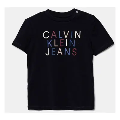 Kojenecké tričko Calvin Klein Jeans tmavomodrá barva, IN0IN00222