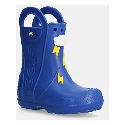 Dětské holínky Crocs HANDLE IT LIGHTNING BOLT RAIN BOOT tmavomodrá barva, 210027