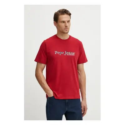 Tričko Pepe Jeans SOMERS TEE červená barva, s potiskem, PM509649