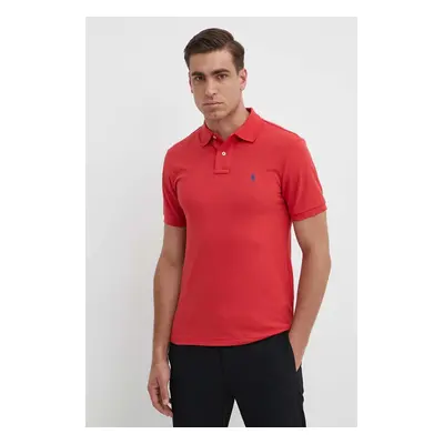 Bavlněné polo tričko Ralph Lauren červená barva, 710536856