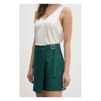 Kalhotová sukně Artigli zelená barva, high waist, ACSH000394