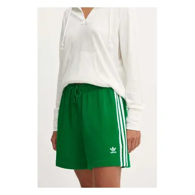 Kraťasy adidas Originals dámské, zelená barva, s aplikací, high waist, IY2157